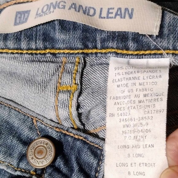 Size 8 Gap Long and Lean Distressed Blue Denim Jeans - Picture 6 of 6